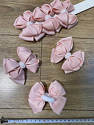 Рожеві шкільні бантики з резинкою. "Перлінки" 12 шт./пач.