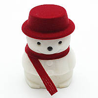 Футляр сніговик круглий білий оксамит для ювелірних виробів під кільце або прикраси розмір 6Х5Х5 см