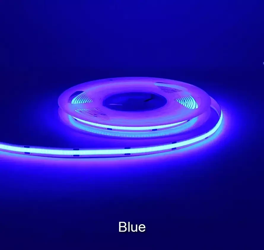 Світлодіодна стрічка синя (BLUE) COB 12V 12W 1100Lm IP20 8мм, фото 1