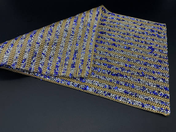 Полотно зі стразами "морський бриз" на силіконовій основі тканина зі стразами 24х40см, фото 2