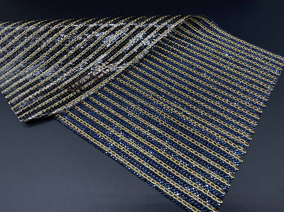 Полотно стразове "золото на сірому" тканина зі стразами на силіконовій основі 24х40см, фото 2