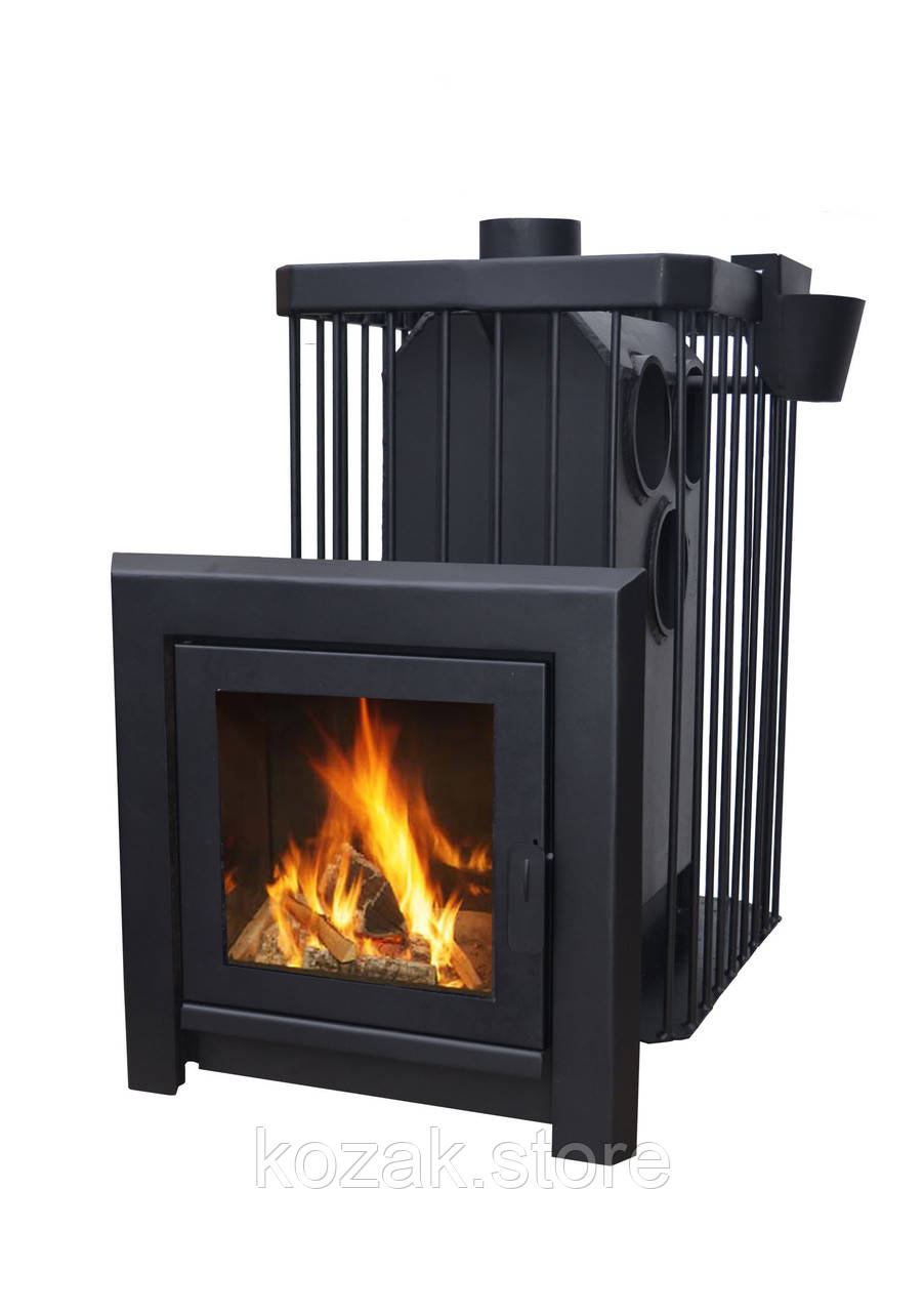 Піч-кам'янка з парогенератором Kozak Панорама Парної з виносом-телескоп 22-30 м3 Піч для лазні кам'янка, фото 1