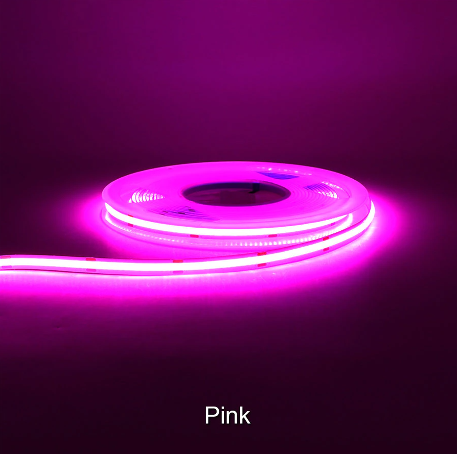 Матрична світлодіодна стрічка рожева (PINK) COB 12V 12W 1100Lm IP20 8мм, фото 1