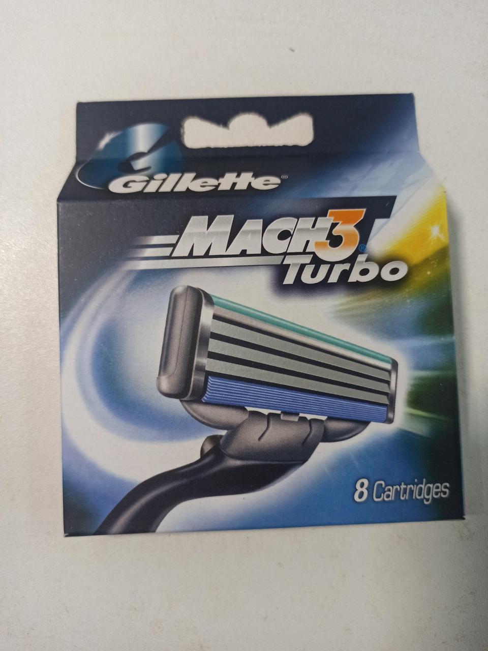 Картриджі, леза Gillette Mach3 turbo, 8 штук у пакованні, фото 1