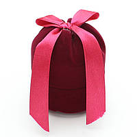 Футляр мішок зі стрічкою круглий бордовий оксамит для ювелірних виробів під кільце прикраси розмір 6Х5Х5 см