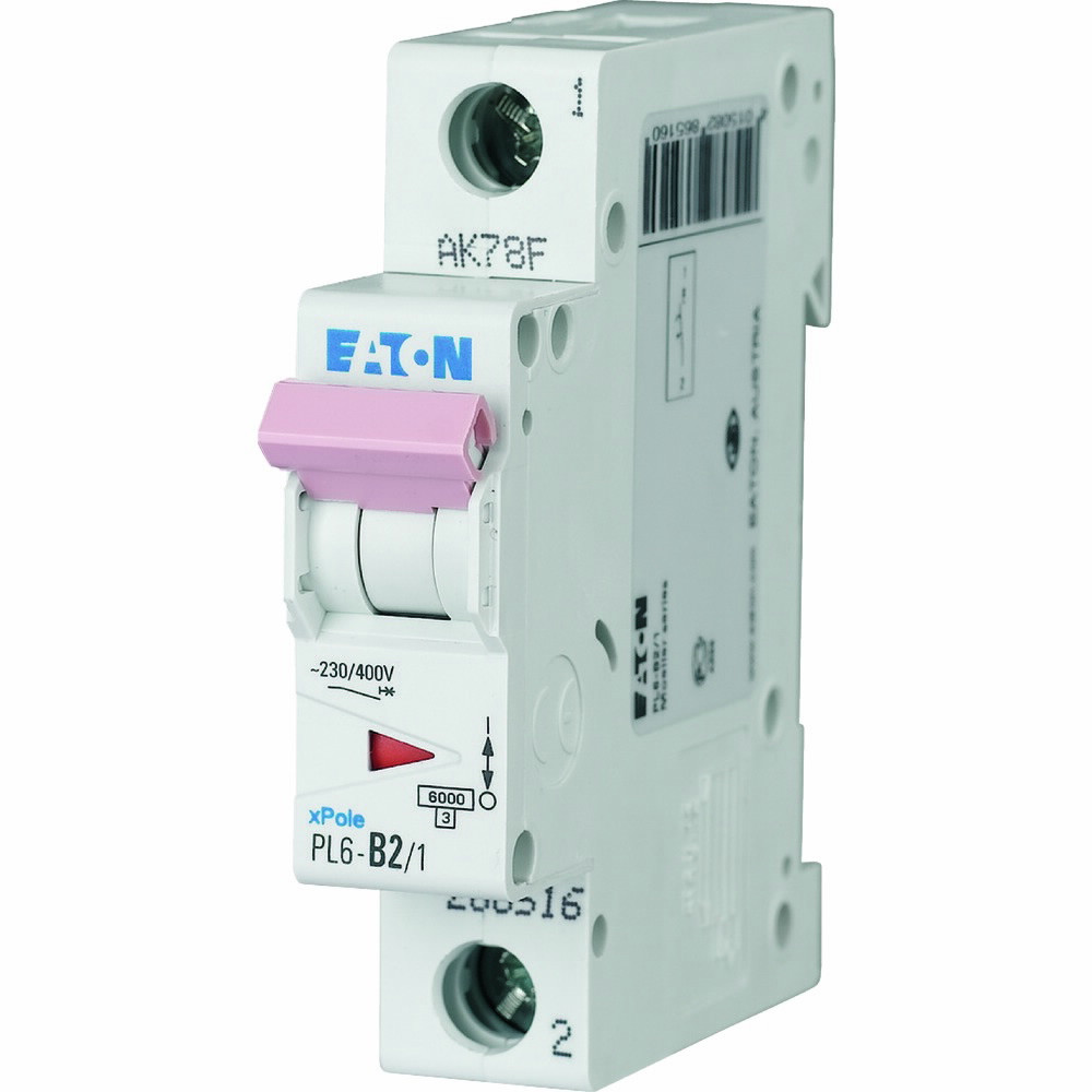 Автоматичний вимикач Eaton PL6-B2/1 1P 2A B 6kA 286516 модульний (Moeller)