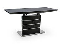 Стіл Х'юстон DT-9123-1 MINI чорний сатин, вставка чорне скло 110-150х70х76 см незначні подряпини