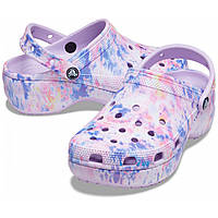 Женские сабо Crocs Classic Platform Tie-Dye Graphic Clog,оригинал (207151) 36, лаванда/мульти