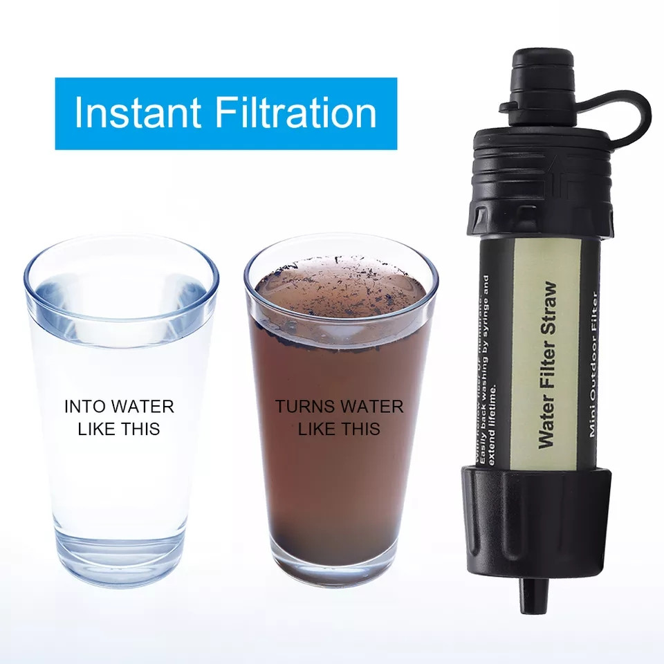 Фільтр портативний для води туристичний похідний Water Filter Straw Black
