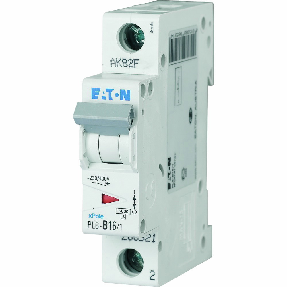 Автоматичний вимикач Eaton PL6-B16/1 1P 16A B 6kA 286521 модульний (Moeller)