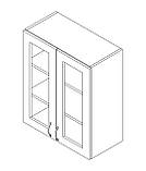 Навісна шафа-вітрина (двохдверна) (скло 4 мм) ЛЮКС з фарбованими МДФ фасадами ширина 600 МАКСІ-МЕбель Дуб, фото 2