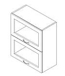 Навісна шафа-вітрина (двохдверна — двері горизонтально) (скло 4 мм) ЛЮКС ширина 1000 МАКСІ-МЕбель Дуб, фото 3