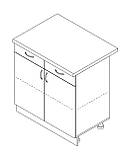 Тумба дводверна з 2 ящиками зі стільницею 1-ї категорії (складська програма) ЛЮКС ширина 700, фото 2