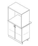 Тумба дводверна без ящиків з відділом під МВ піч зі стільницею 1-ї категорії (складська програма) ЛЮКС, фото 2