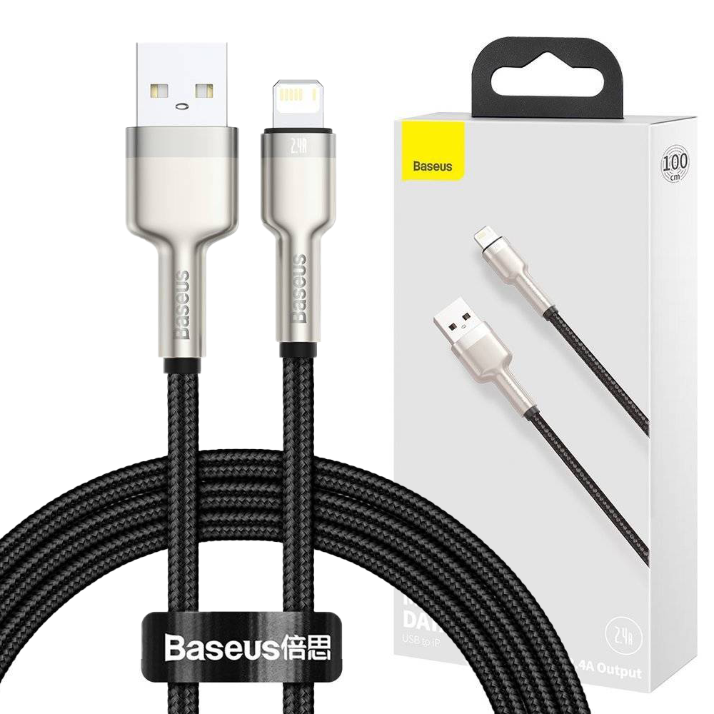 Кабель Baseus Cafule Metal Series USB-A to Lightning 2.4A 1m Black (CALJK-A01)