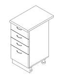 Тумба з чотирма ящиками зі стільницею 1-ї категорії (складська програма) ЛЮКС із фарбованими МДФ фасадами, фото 2