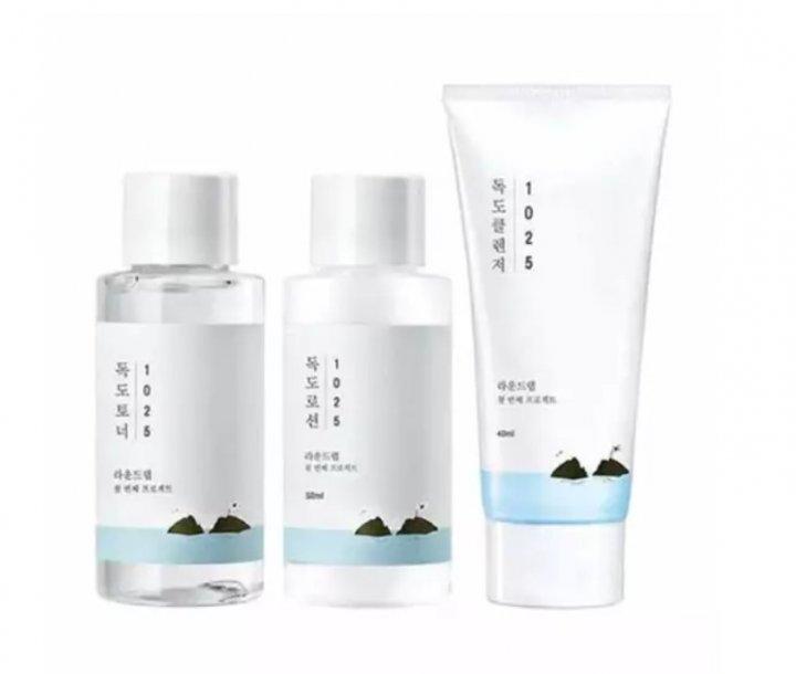 Набор миниатюр средств с морской водой ROUND LAB 1025 Dokdo mini skin care set 20 мл / 20 мл / 15 мл
