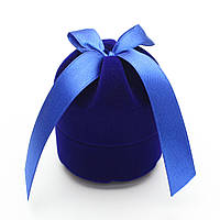 Футляр мішок зі стрічкою круглий синій оксамит для ювелірних виробів під кільце прикраси розмір 6Х5Х5 см