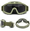 Окуляри захисні тактичні з 3-ма змінними лінзами Олива / Балістичні окуляри, фото 3