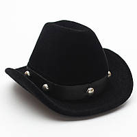 Футляр старая ковбойская шляпа овальный чёрный бархат для ювелирных изделий под серьги пуссеты размер 4Х6Х7 см