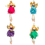 Новорічна ялинкова іграшка - фігурка Янголятко у фіолетовій сукні, 16 см, фіолетовий, текстиль (220723-3), фото 2