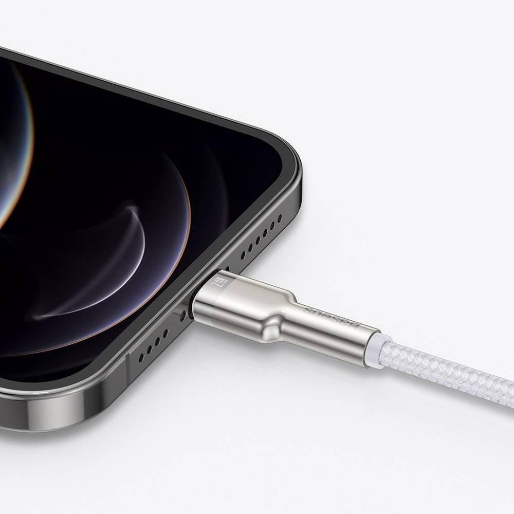 Кабели USB to Apple Lightning | для iPhone Baseus Cafule Metal Series USB-A 2.4A 1m White - Белый Кабель