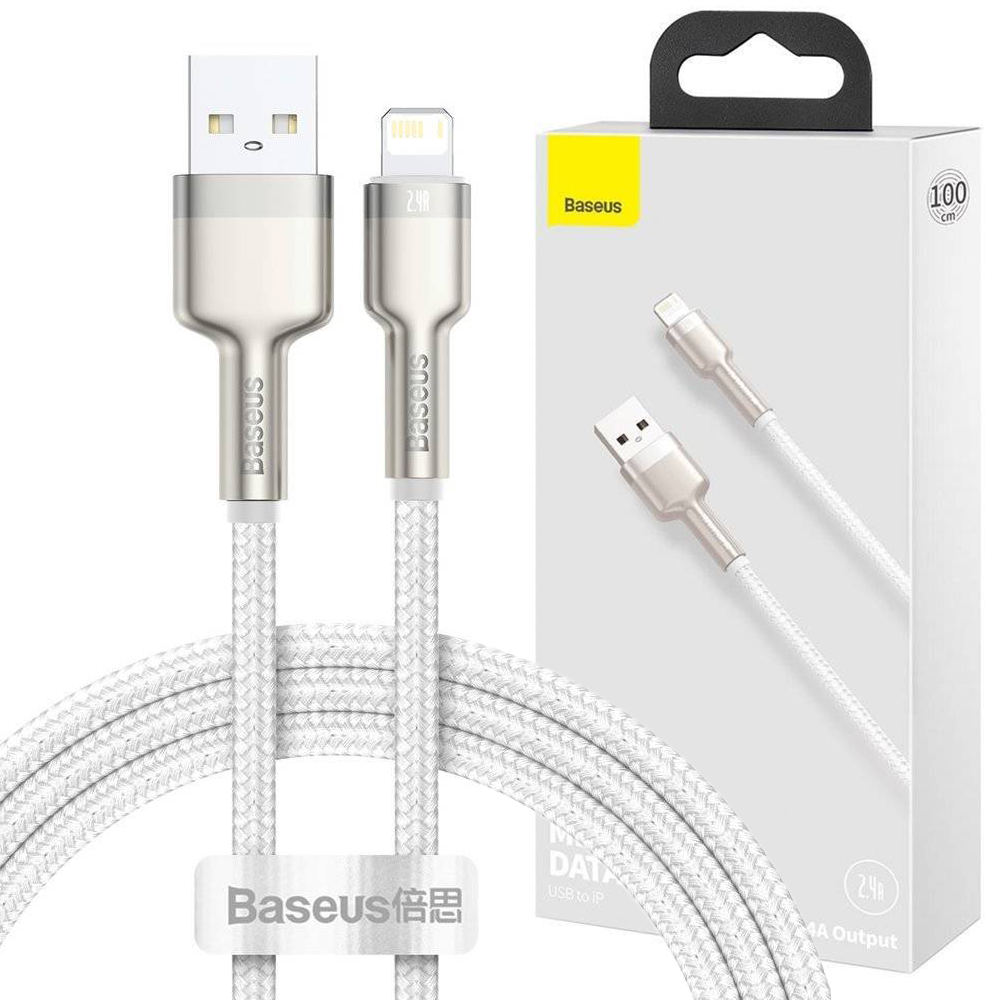 Кабель Baseus Cafule Metal Series USB-A to Lightning 2.4A 1m White (CALJK-A02)