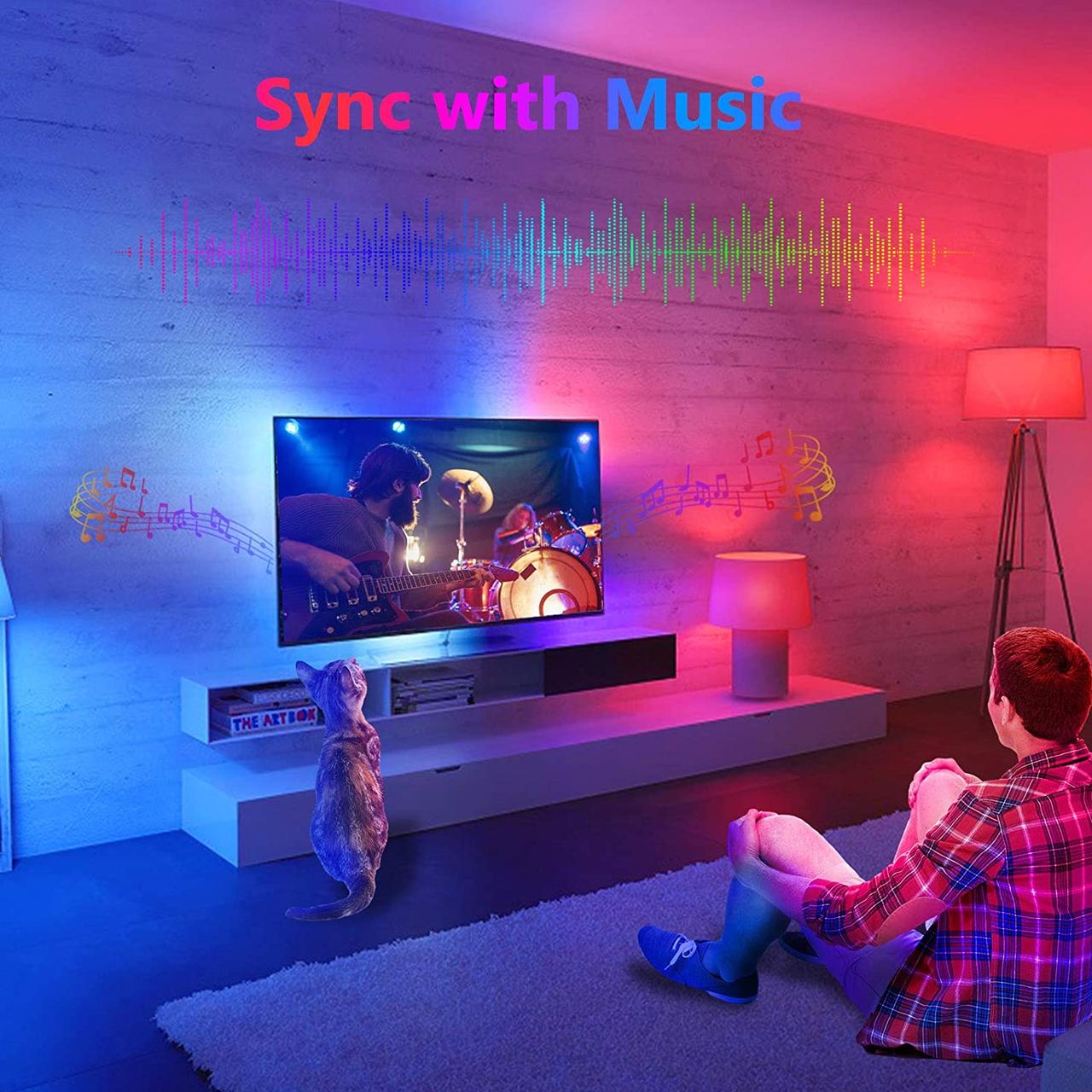 Світлодіодні стрічки з пультом дистанційного керування 5 м, Besvic Music Sync USB TV Світлодіодне підсвічування