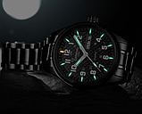 Стрільні кварцові класичні металеві чорні годинники з металевим ремінцем, фото 9