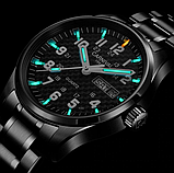 Стрільні кварцові класичні металеві чорні годинники з металевим ремінцем, фото 2