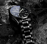 Стрільні кварцові класичні металеві чорні годинники з металевим ремінцем, фото 5