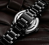 Стрільні кварцові класичні металеві чорні годинники з металевим ремінцем, фото 6