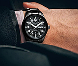 Стрільні кварцові класичні металеві чорні годинники з металевим ремінцем, фото 3