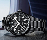 Стрільні кварцові класичні металеві чорні годинники з металевим ремінцем, фото 4