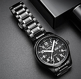 Стрільні кварцові класичні металеві чорні годинники з металевим ремінцем, фото 10