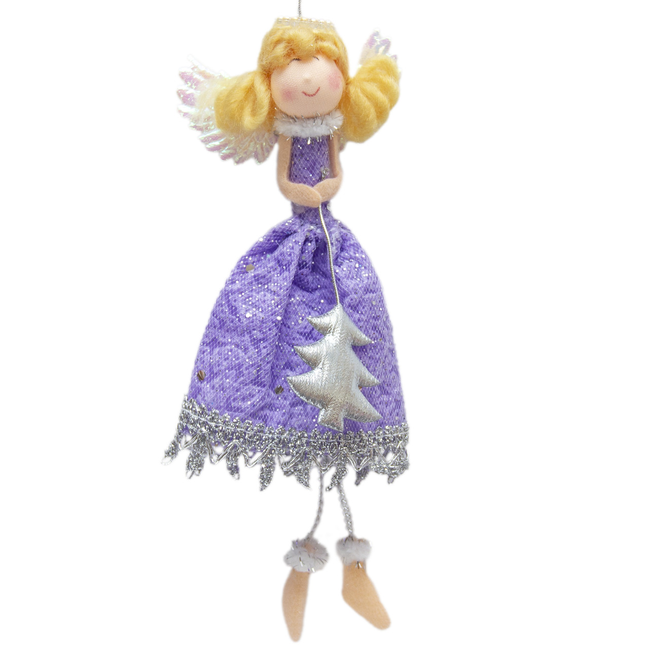 Новорічна ялинкова іграшка фігурка Янголятко, 18 см, фіолетовий (221737-3), фото 1
