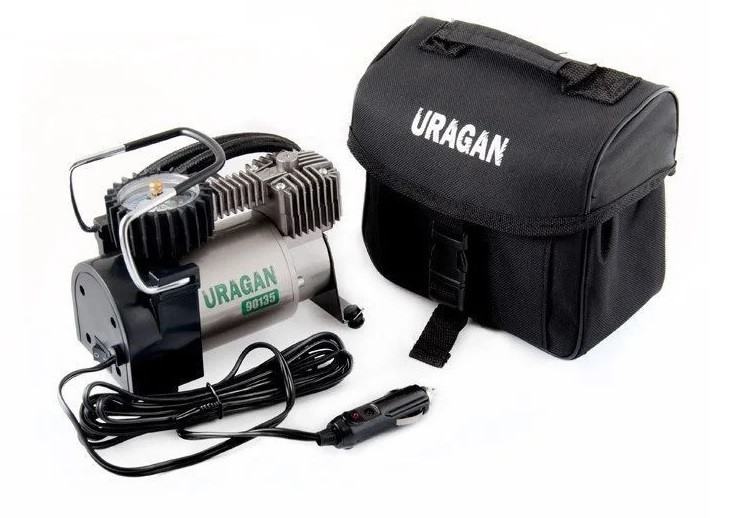 Автокомпресор з автостопом URAGAN 90135 12v\14a\37л.\170Вт\1 м. шланг