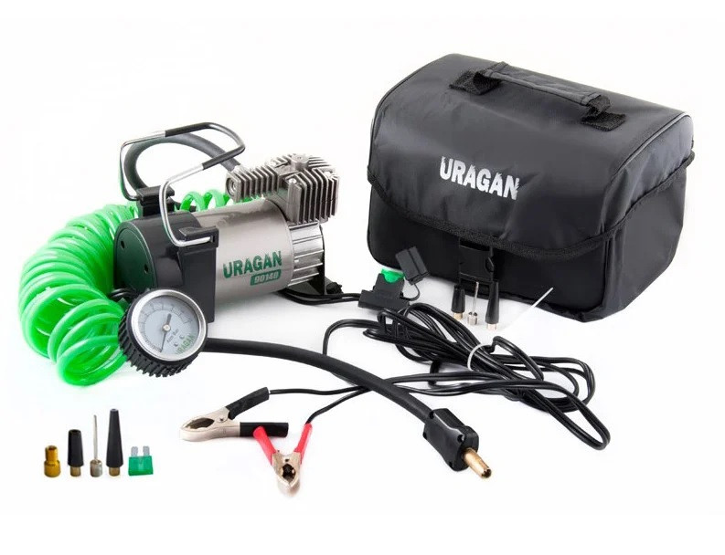 Компресор - "URAGAN" - 12v - 200Вт - 40л. - 16А - 5,7 м. шланг (90140) (на клемах) (8 шт.), фото 1