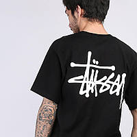 Летняя черная футболка Stussy logo парню, мальчику Модная мужская футболка с принтом Стуси Стаси хлопок 100%
