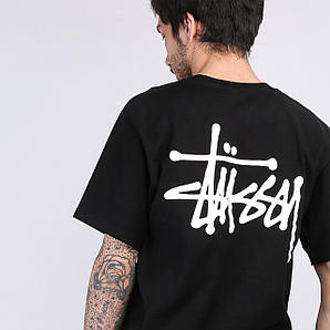 Літня чорна футболка Stussy logo хлопцеві хлопчику Модна чоловіча футболка з принтом Стусі Стасі бавовна 100%