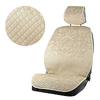 Накидки передніх сидінь алькантара Бежевий- Беж нитка 1+1 PREM  DEKOR  (2 підголовника)