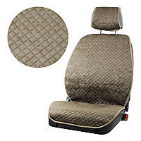 Накидки передніх сидінь алькантара  Коричневий - Коричнева нитка 1+1 PREM  DEKOR  (2 підголовника)