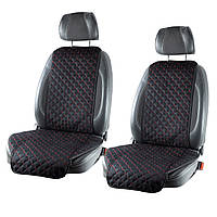 Накидки сидіння  алькантара   Чорний - Червона нитка- центр повний комплект  DEKOR