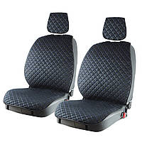 Накидки передніх сидінь алькантара  Чорний - Синя нитка- центр 1+1 PREM  DEKOR  (2 підголовника)