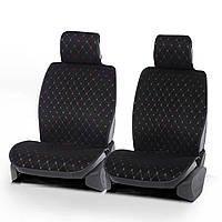 Накидки передніх сидінь алькантара  Чорний - Чорна нитка 1+1 PREMIUM   DEKOR  (2 підголовника)