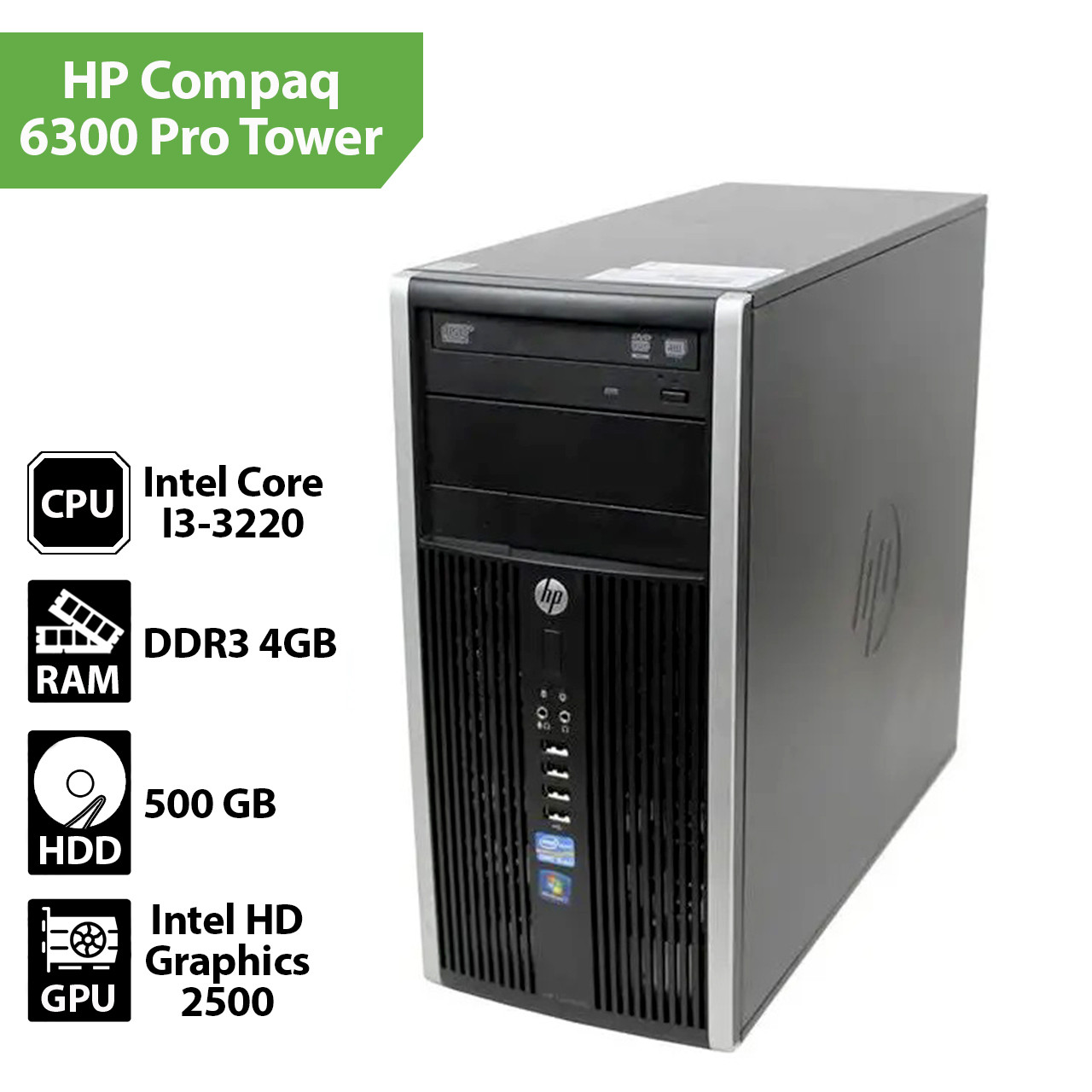 Системний блок HP Compaq 6300 Pro MT (Core I3-3220 / DDR3 4Gb / HDD 500Gb)