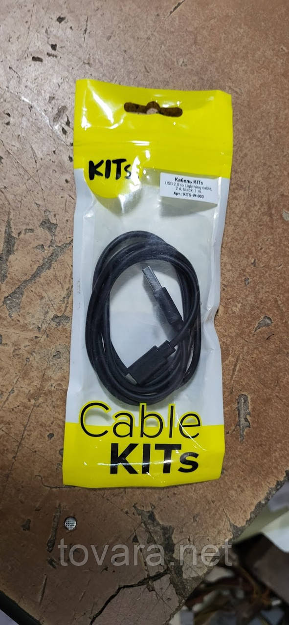 Кабель для iPhone KITs USB 2.0 to Lightning 2 A black 1m No 222305112