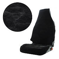 Накидки з хутра на передні сидіння 1+1 чорні з підголовниками пара