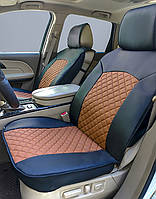 Накидки передніх сидінь екошкіра 3D чорні коричневий  центр 1+1  (задня спинка, карман, боковинки)