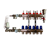 Коллектор "ITAL-therm" на 6 контуров в сборе для тёплого пола латунный